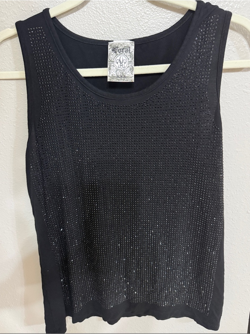Black Rhinestone Scoop Neck Tank Top